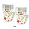 Set de vajilla de cumpleaños con temática de frutas, que incluye vasos de papel desechables, platos, servilletas, tenedores y cucharas, para decoraciones de fiesta