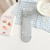 Calcetines Finos Bordados de Gato para Primavera y Verano, Calcetines Lolita de Encaje sin Costuras Caídos, Calcetines Dulces de Algodón de Color Claro para Niña
