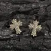 Moda Europeia e Americana Novo Estilo Brincos de Argola com Cruz Cheios de Diamantes, Tendência Personalizada Luxo Leve High-End Estilo Hip-Hop Rap Brincos Masculinos