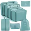 Bolsa de Almacenamiento para Viaje Juego de Ocho Piezas, Neceser Digital, Bolsa de Almacenamiento para Cosméticos, Bolsa de Equipaje Multifuncional para Ropa