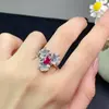 Anel Ruby Recém-Cortado com Cristal Explosão de Cores Fogo Super Limpo Pedra Principal 4*6mm Prata 925 Cravação de Precisão