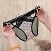 Pantaletas Sexy de Encaje de Malla con Estampado de Leopardo para Mujer Satín Cut Out Cruz Tirante Fino Lazo Calzones para Niña de Deseo Puro