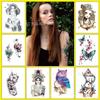 Tatuaje Temporal Flor Brazo Impermeable Cabeza de Lobo Carpa Guan Gong Calavera Llama Geisha Cruz Búho Flor