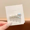 Pinza para el pelo de oso de tela azul linda estilo coreano para mujer, pinza para flequillo lateral, pasador para flequillo de frente, accesorio para el cabello