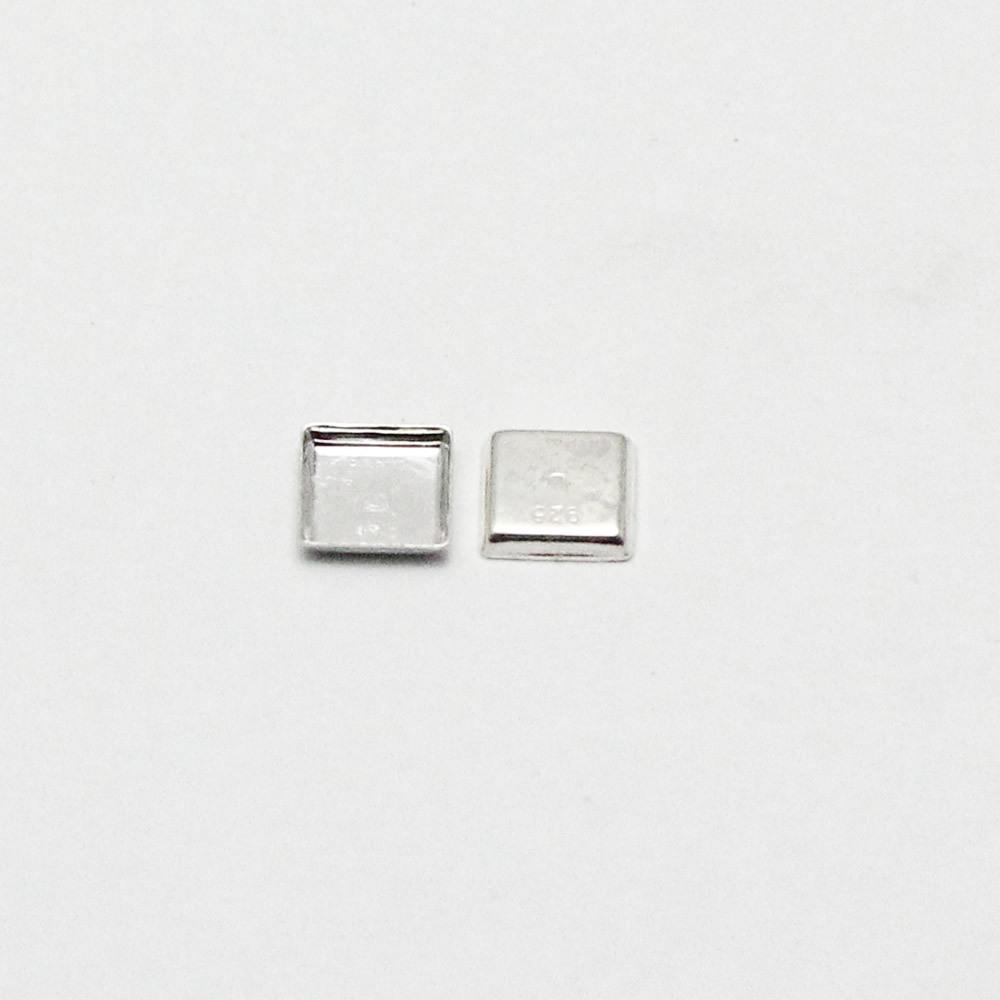 雅缤 s纯银底托 时光宝石正方形6mm diy饰品配件空托现货YB27488