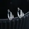 Pendientes Cuadrados de Circonita Transfronterizos para Hombre, Súper Brillantes, de Moda, Pendientes Simples y Versátiles para Mujer, Joyería de Aro Genial y Elegante