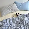 Estilo INS bloques de color a rayas todo algodón algodón lavado juego de cuatro piezas algodón puro sábana cómoda dormitorio de estudiante juego de tres piezas 4 ropa de cama