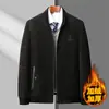 Roupas Acolchoadas de Algodão Outono e Inverno para Homens de Meia-Idade e Idosos, Blusas de Lã Fleece, Casacos de Lã Quentes Estilo Pai, Jaquetas Curtas Acolchoadas de Algodão