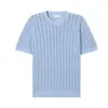 Camiseta de tricô cinza vazada, camiseta de manga curta com gola redonda para homens, estilo coreano de verão solta, camiseta versátil da moda niche trendy