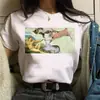 Camiseta para Mujer Gato Pintura al Óleo Estampada Camisetas Gráficas Interesantes Verano Manga Corta Casual Tops Blancos Ropa Harajuku