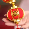 Farolillo pequeño rojo flocado, decoración colgante con forma de farol, diseño de escena del Festival de Primavera, farolillo pequeño flocado, decoración colgante de Año Nuevo para centro comercial.