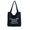 Casual Fashion Denim Tote Bag 2024 Outono e Inverno Nova Vintage Niche Letter Bolsa de Ombro Simples Bolsa de Axila