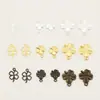 Ouro 18K real feito à mão diy pingente antigo brincos mantêm a cor chapéu de flor de cobre suporte de flor pulseira espaçador acessórios com contas atacado