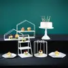 Decoración de Cumpleaños Soporte de Exhibición para Mesa de Postres Decorativo Adornos Estilo Europeo Cena Fría Hora del Té Mesa Blanca Soporte para Pastel y Snacks