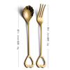 Comércio exterior de estilo europeu de frutas colher de garfo talheres banhado a titânio Vintage sobremesa colher Garfo Alto valor de cor de aço inoxidável colher Garfo conjunto de presente