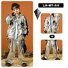 Ropa de Moda Street Dance Infantil Niños Traje plateado Xi Hip Hop Infantil Calle Frita Niñas Tambor Ropa de Actuación Día de Año Nuevo