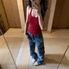 Camisola Ribeteada Roja de Moda para Mujer, Verano 2026, Ajuste Delgado Único, Favorecedor, Estilo Puro Deseo, Top sin Mangas