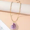 Collar para Mujer Transfronterizo con Concha de Caracol Acero Inoxidable Collar Lujo Ligero Todo Fósforo Cerámica Piedra Volcánica Cadena de Clavícula de Acero Inoxidable