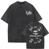Camiseta Masculina Korn Ftl 25 Follow the Leader Estampada Frente e Verso Rock Gothic Casual Oversized Masculina