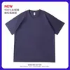 Nova Camiseta de Algodão Puro Pesado 400g com Gola Redonda e Manga Curta para Homens e Mulheres, Top Liso de Verão, Base Solta de Manga Curta
