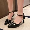 2024 Nuevas Sandalias Baotou para Niñas Punta Afilada Tacones Altos de Aguja Más Fáciles de Combinar Correa Zapatos Calados