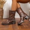 Botas Martin de Suela Gruesa para Mujer, Botines Vaqueros Western de Tacón Grueso, Nuevas Botas de Montura Marrones Estilo Británico Retro para Primavera y Otoño 2026