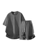 Conjunto Deportivo de Waffle para Hombre 2026 Nuevo Verano Tallas Grandes para Hombre Manga Corta Shorts Seda de Hielo Peso Pesado Conjunto Casual