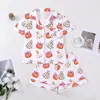 Novo Pijama Feminino Europeu e Americano para Comércio Exterior Transfronteiriço Estampa de Halloween Lapela Manga Curta Shorts Conjunto de Roupa para Casa Europeu e Americano