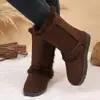 Botas de nieve transfronterizas de suela gruesa, piel y pelo integrados, estilo invernal, forradas de felpa y engrosadas, botas de caña alta cálidas para personas menudas, adecuadas para el Noreste