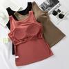 Camisola interior de verano de talla grande con almohadilla para el pecho, ropa interior para mujer, nueva prenda exterior con copa fija, sujetador integrado en la espalda, ropa interior