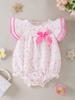 Roupas de Verão para Bebê Menina Wrap Roupas Plus Size Estilo Estrangeiro Fofo Pequeno Floral Manga Morcego Triângulo Coelho Renda Laço Roupas de Verão para Bebê