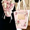 2026 Bolsas Tote Más Vendidas para el Día de la Madre con Insertos de Forma de Rosa, Estilo Caja de Flores, Bolsa de Papel para Empaque de Flores Frescas, Venta al por Mayor de Bolsas para Floristerías