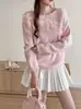 Suéter Holgado de Punto Estilo Coreano Nuevo Otoño/Invierno 2026 con Diseño Floral 3D, Suéter de Estilo Suave para Mujer