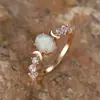 Huajie Transfronterizo Nuevo Retro Anillo Ovalado Diseño Sol y Luna Anillo de Luna TikTok Caliente Venta al por Mayor