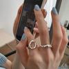 Anillo Coreano de Nicho de Personalidad Simple Combinable Elegante Estilo Frío Metal Irregular Corazón Amoroso Anillo Abierto para Mujer