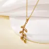 Tohm Tendencia de Moda Transfronteriza Colgante de Hoja para Mujer Lujo Accesible Retro Simple Acero Inoxidable de Alta Gama Accesorios Collar