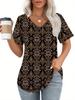 Amazon Europeo y Americano Transfronterizo 2025 Primavera y Verano Nuevas Camisetas de Manga Corta Elegantes Casuales Estampadas para Mujer