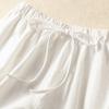 Foto Real de Verano Delgados Artísticos Cintura Elástica Rectos Pierna Ancha Casual Blancos Holgados Sencillos Shorts Versátiles y Adelgazantes
