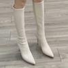 Botas Largas de Tacón Alto de Moda Callejera de Alta Costura 2024 para Mujer, Punta Aguda de Puro Deseo, Botas de Moda Cálidas y que Alargan las Piernas