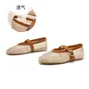 Palmilha de Pele de Ovelha de Primeira Camada Sapatos Mary Jane 2026 Sapatos Planos Tecidos da Moda para Mulheres, Sapatos de Salto Único Elegantes Estilo Francês