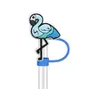 Serie Creativa de Flamencos de Dibujos Animados Tapa de Popote de Goma Suave de PVC Tapón a Prueba de Polvo 10 mm Decoración de Popote Personalizada DIY en Stock