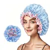 Gorro de noche de satén con encaje de doble capa transfronterizo, gorro de ducha, gorro de belleza para maquillaje, sombrero casero de seda sintética, gorro de noche, gorro para proteger el cabello