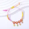 Pulsera Trenzada Multicolor Estilo Nacional con Colgante de Aleación Esmaltada, Ajustable, Accesorio de Mano Estilo Nacional de Paz y Buena Suerte