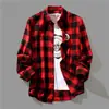 Camisa a Cuadros Blanca y Negra para Hombre Primavera y Otoño Estilo Coreano Moda Primavera y Otoño Holgada Moderna Casual Chaqueta de Manga Larga