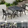 Mesa plegable, mesa y sillas de exterior, uso en patio y hogar, mesa cuadrada pequeña simple para poner puestos, mesa redonda portátil, mesa y sillas de comedor, juego de ocio