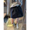 Artículo Imprescindible de Moqie Estilo Coreano Sencillo Color Sólido Cordón Cintura Elástica Adelgazante Falda Corta de Corte A MQ1572