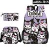 Mochila escolar estampa 3D nova Sanrio coolomi kuromi estojo bolsa de ombro conjunto de três peças