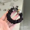 Prendedor de Cabelo Borboleta de Cristal Preto Pérola para Rabo de Cavalo Alta Elasticidade Corda de Cabelo Durável Elástico Exquisito para Coque Acessórios de Cabelo