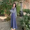 Con BordadoNuevo Vestido de Tirante Halter para Mujer Otoño/Invierno Cuadros Interior Falda Larga Conjunto de Atuendo de Alta Gama