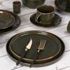 Plato Plano de Cerámica Esmaltada Color Musgo Creativo Retro Americano Vajilla Taza de Café para Bistec Occidental Tazas para Arte Latte Cuencos y Platos de Alto Valor